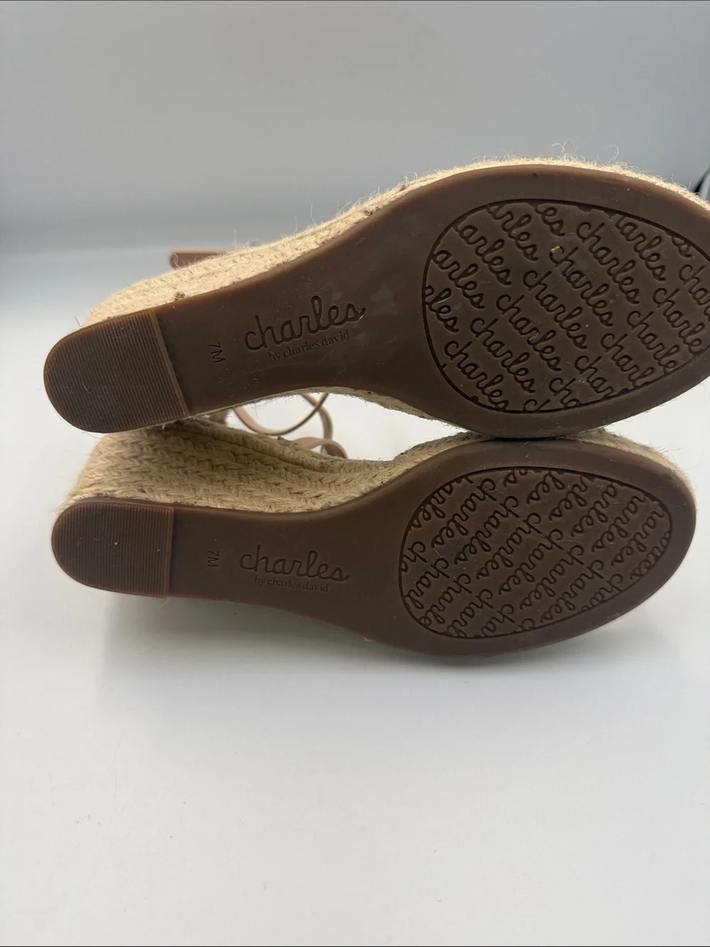 Charles by Charles David Beige Tan Espadrille Wedge Sandals
